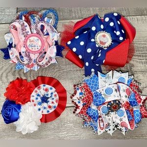 Red White and Blue Bows - School Spirit America Miss USA Fourth 4th of July Etsy